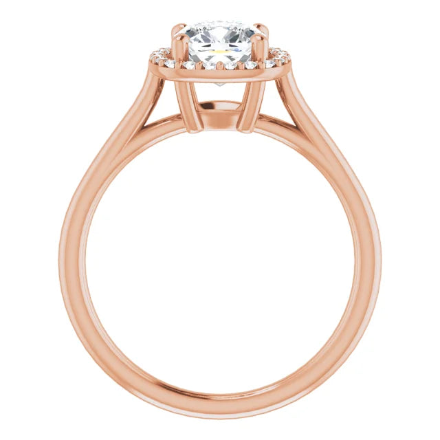Rose Gold Cushion Engagement Ring with Halo