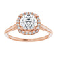 Rose Gold Cushion Engagement Ring with Halo