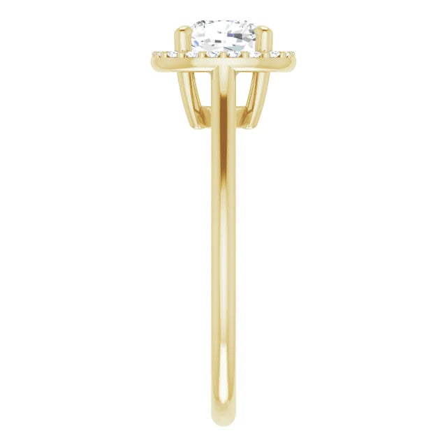 Yellow Gold Cushion Engagement Ring with Halo