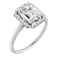 White Gold Emerald Engagement Ring with Halo