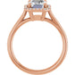 Rose Gold Emerald Engagement Ring with Halo