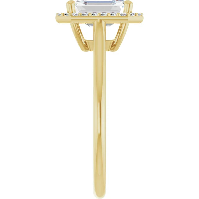 Emerald Engagement Ring with Halo