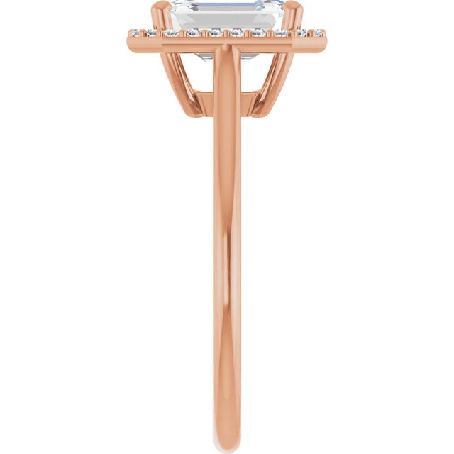 Rose Gold Emerald Engagement Ring with Halo