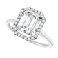 White Gold Emerald Engagement Ring with Halo