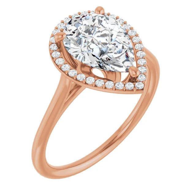 Rose Gold Pear Engagement Ring with Halo