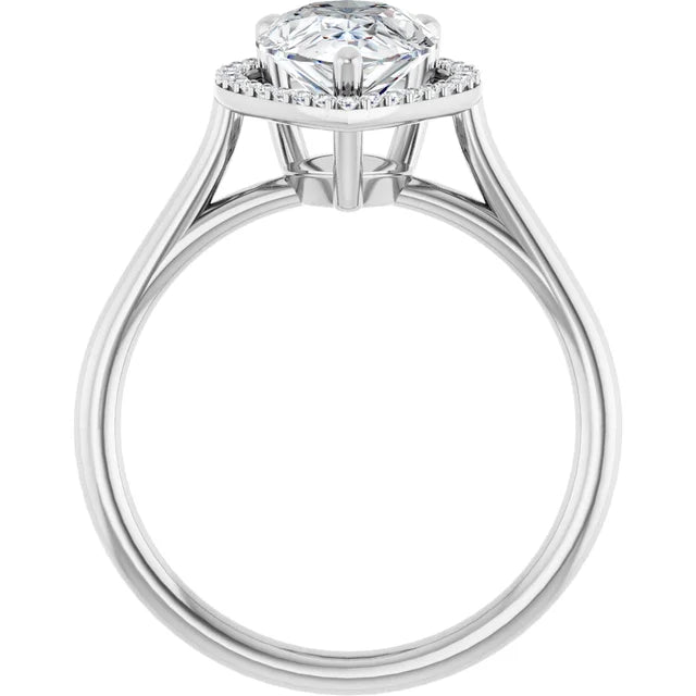 White Gold Pear Engagement Ring with Halo