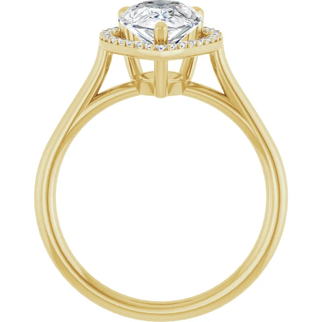 Yellow Gold Pear Engagement Ring with Halo