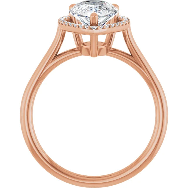 Rose Gold Pear Engagement Ring with Halo