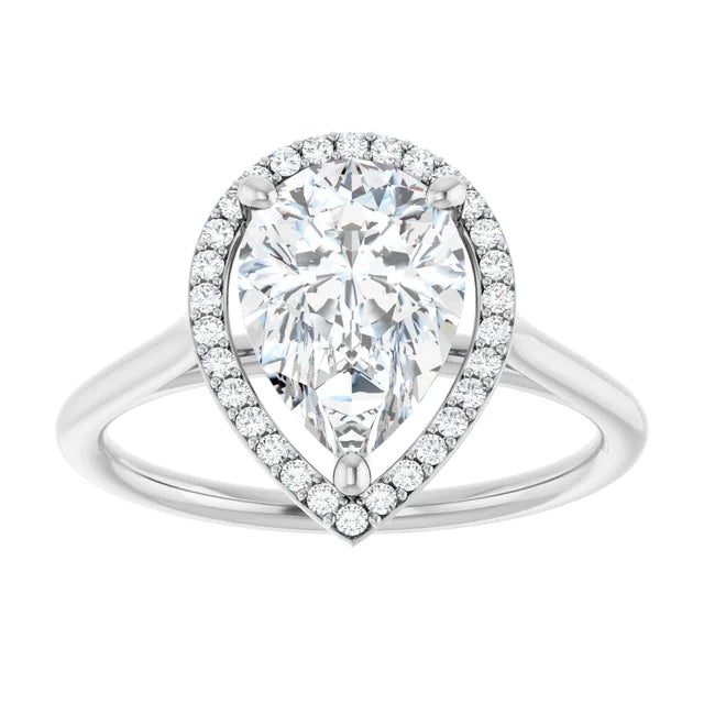 White Gold Pear Engagement Ring with Halo