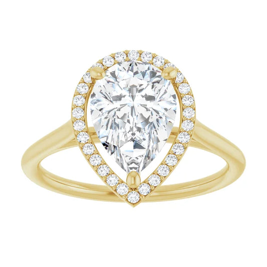 Yellow Gold Pear Engagement Ring with Halo