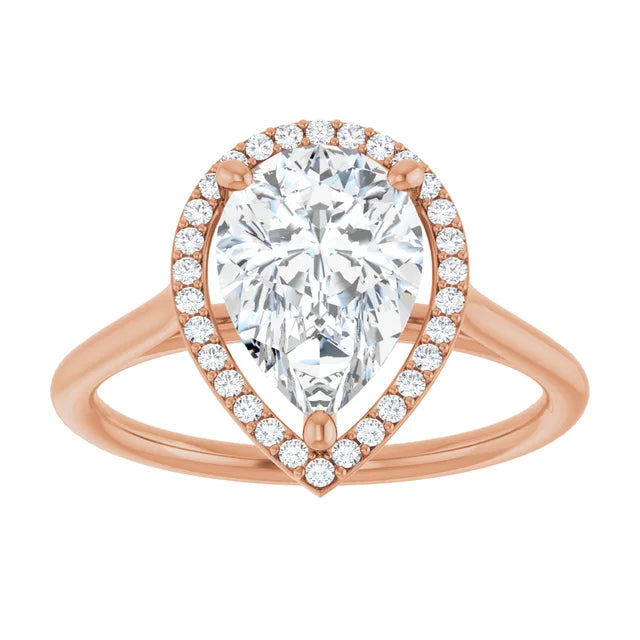 Rose Gold Pear Engagement Ring with Halo
