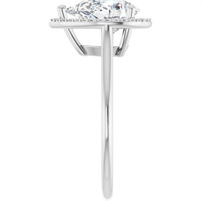 White Gold Pear Engagement Ring with Halo
