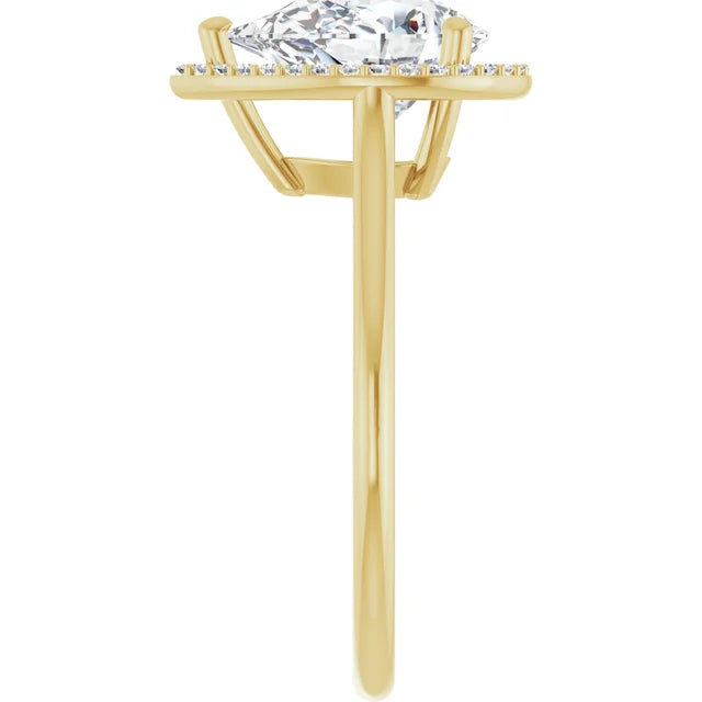 Yellow Gold Pear Engagement Ring with Halo