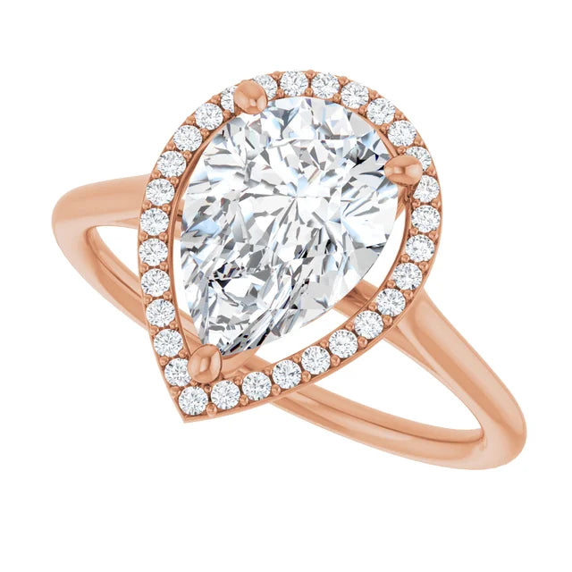 Rose Gold Pear Engagement Ring with Halo