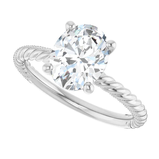 White Gold Oval Solitaire Engagement Ring