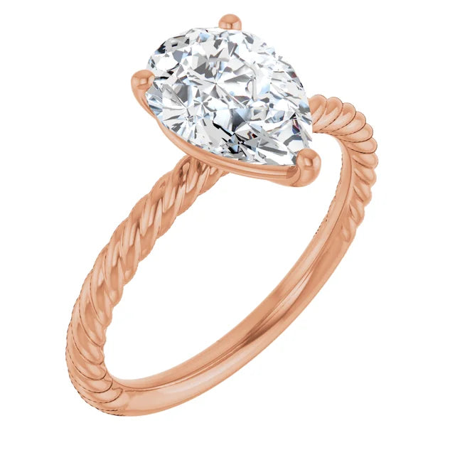 Rose Gold Pear Solitaire Engagement Ring