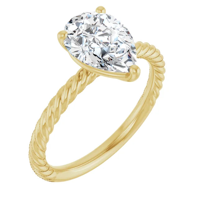 Yellow Gold Pear Solitaire Engagement Ring