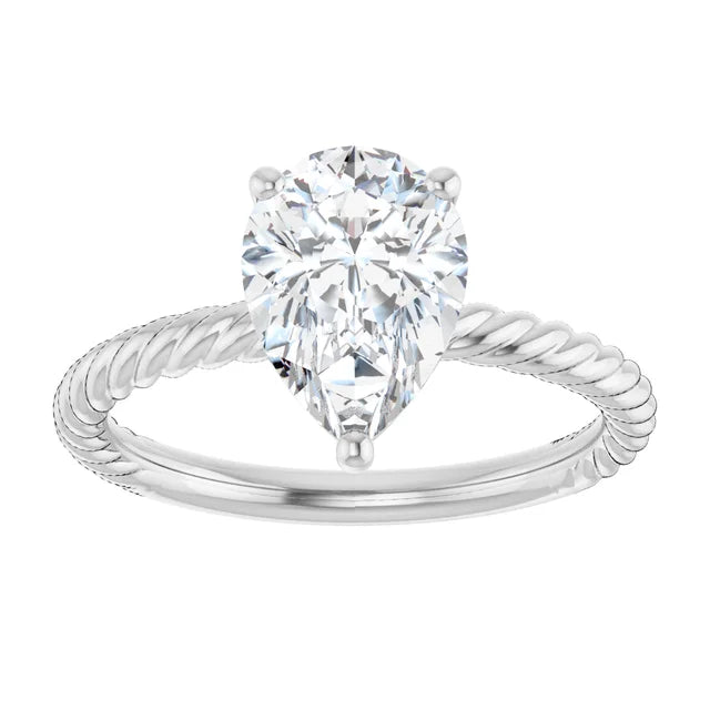 White Gold Pear Solitaire Engagement Ring