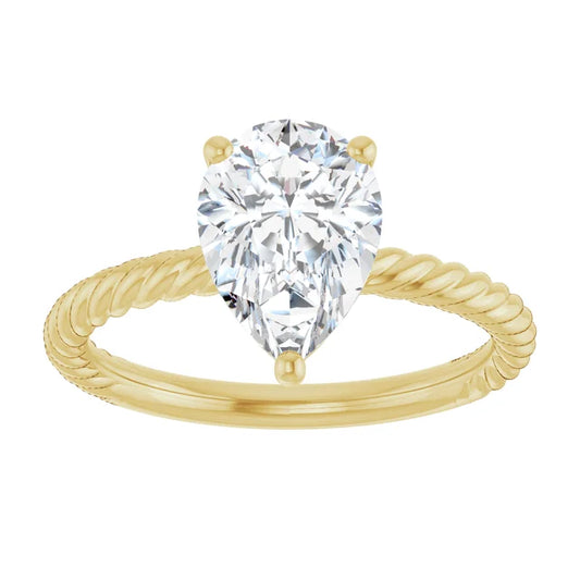 Yellow Gold Pear Solitaire Engagement Ring