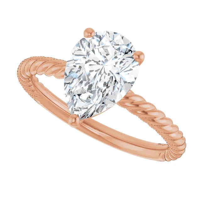 Rose Gold Pear Solitaire Engagement Ring