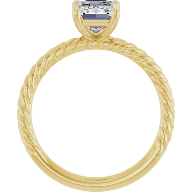 Yellow Gold Emerald Solitaire Engagement Ring