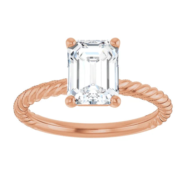 Rose Gold Emerald Solitaire Engagement Ring