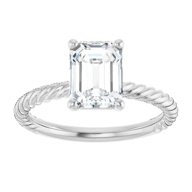 White Gold Emerald Solitaire Engagement Ring