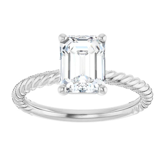 White Gold Emerald Solitaire Engagement Ring