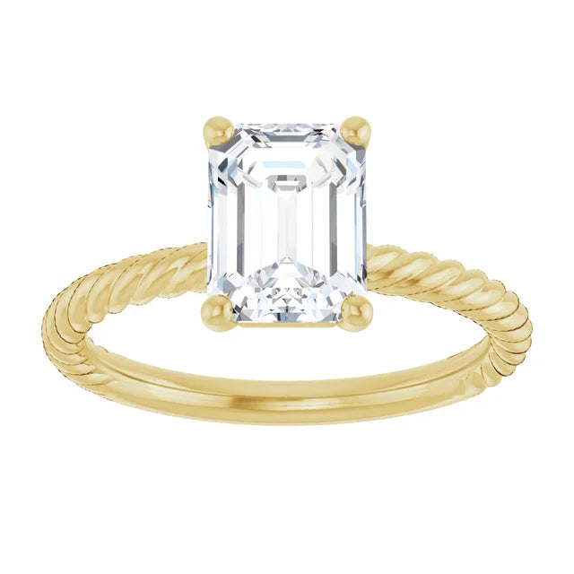 Yellow Gold Emerald Solitaire Engagement Ring