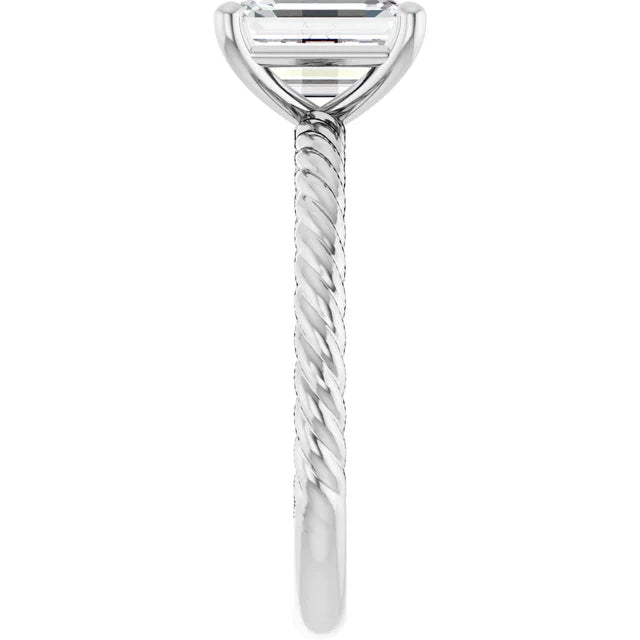 White Gold Emerald Solitaire Engagement Ring