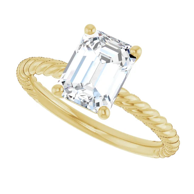 Yellow Gold Emerald Solitaire Engagement Ring