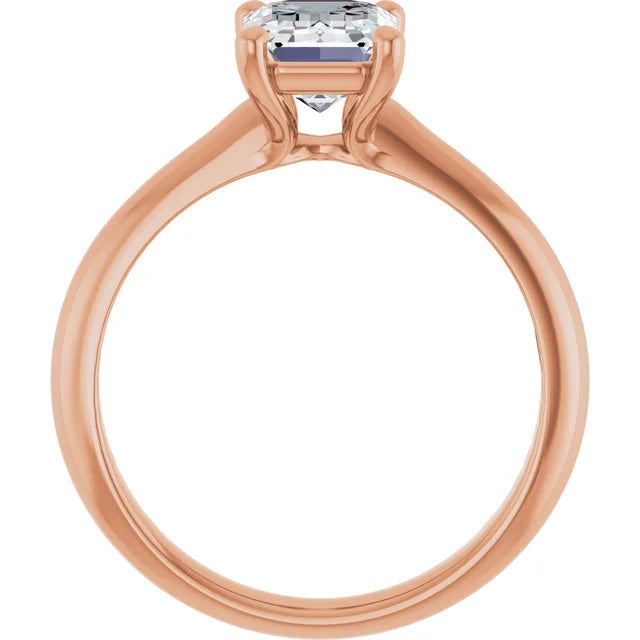 Rose Gold Emerald Solitaire Engagement Ring