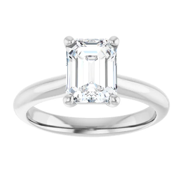 White Gold Emerald Solitaire Engagement Ring