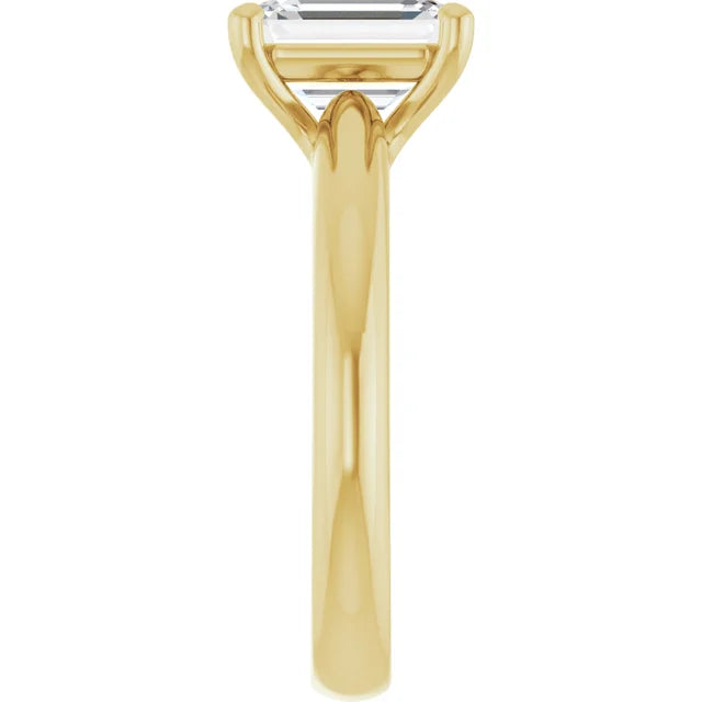 Yellow Gold Emerald Solitaire Engagement Ring