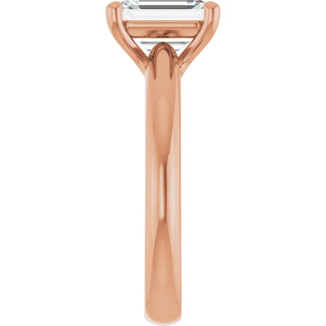 Rose Gold Emerald Solitaire Engagement Ring