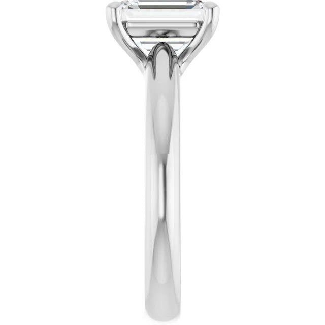 White Gold Emerald Solitaire Engagement Ring