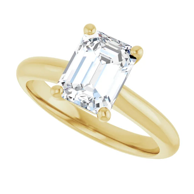 Yellow Gold Emerald Solitaire Engagement Ring