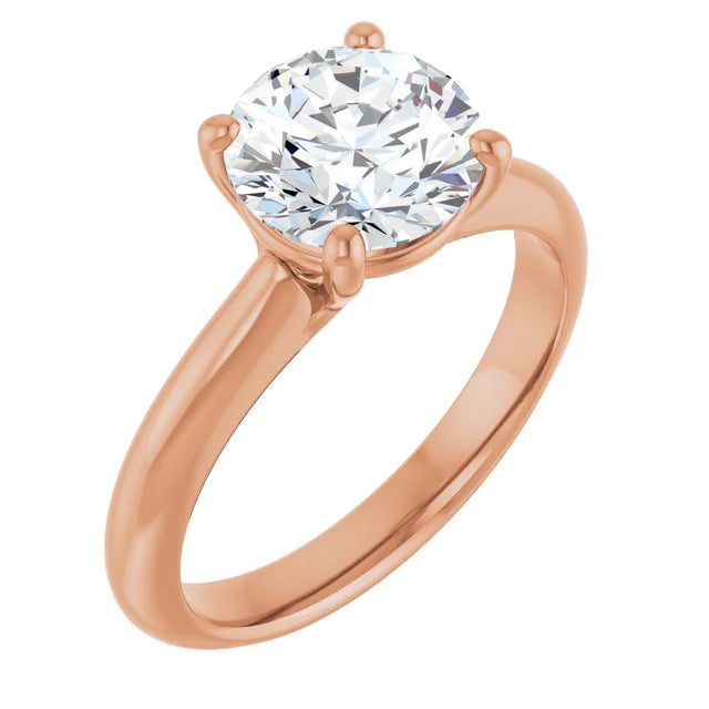 Rose Gold  Round Solitaire Engagement Ring