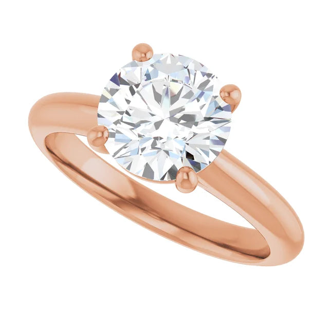 Rose Gold  Round Solitaire Engagement Ring