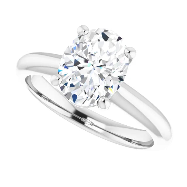 White Gold Oval Solitaire Engagement Ring