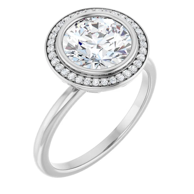 White Gold Round Engagement Ring With Halo