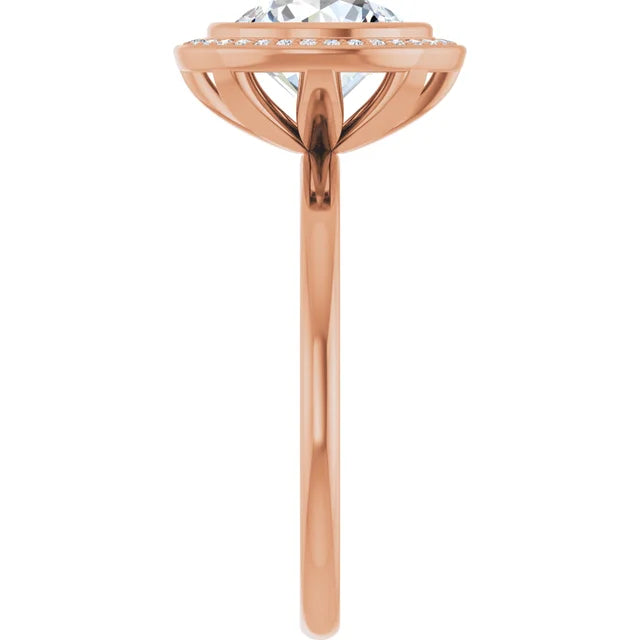 Rose Gold Round Engagement Ring With Halo