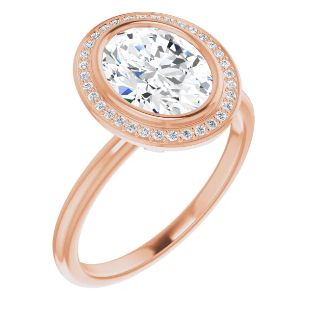 Rose Gold Oval Engagement Ring With Halo
