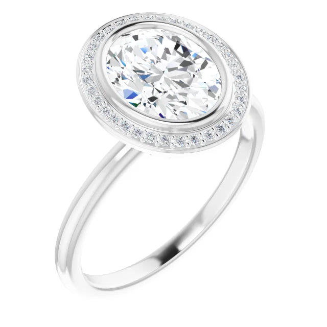 White Gold Oval Engagement Ring With Halo