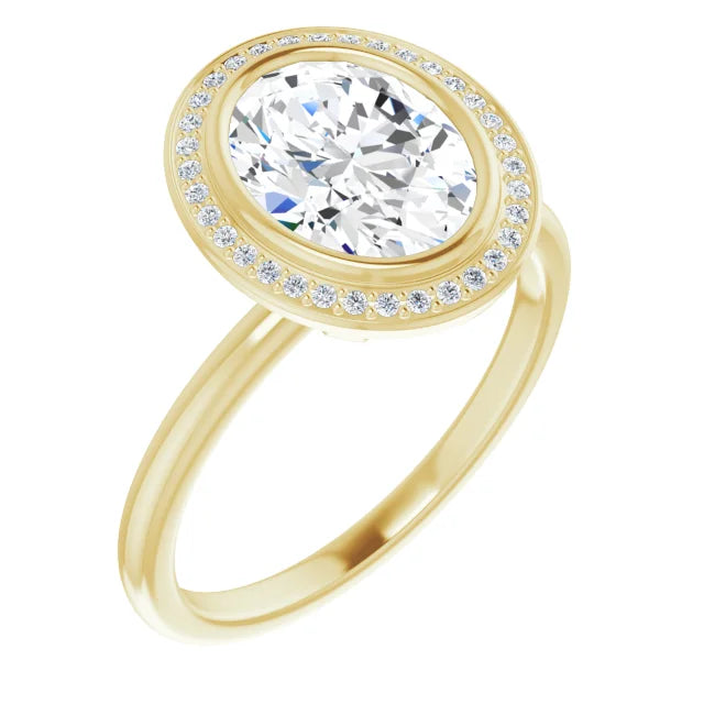 Yellow Gold Oval Engagement Ring With Halo