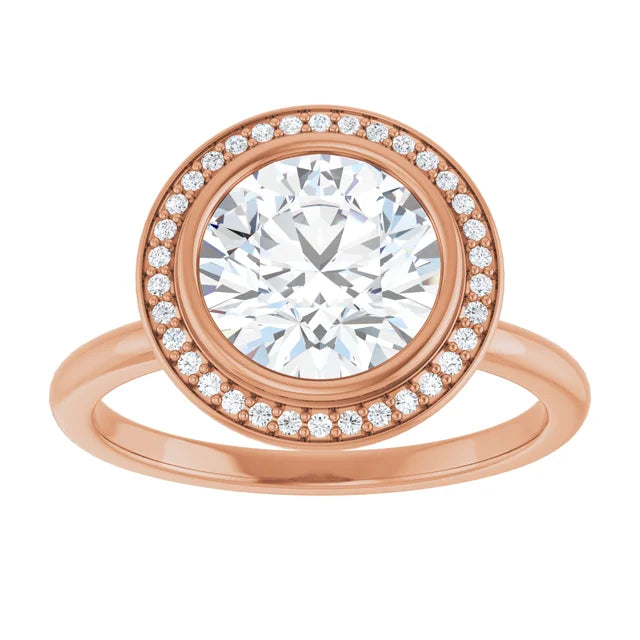 Rose Gold Round Engagement Ring With Halo