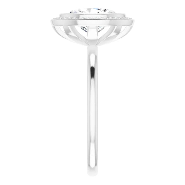 White Gold Oval Engagement Ring With Halo