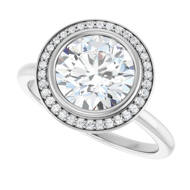 White Gold Round Engagement Ring With Halo