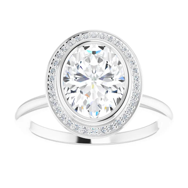 White Gold Oval Engagement Ring With Halo