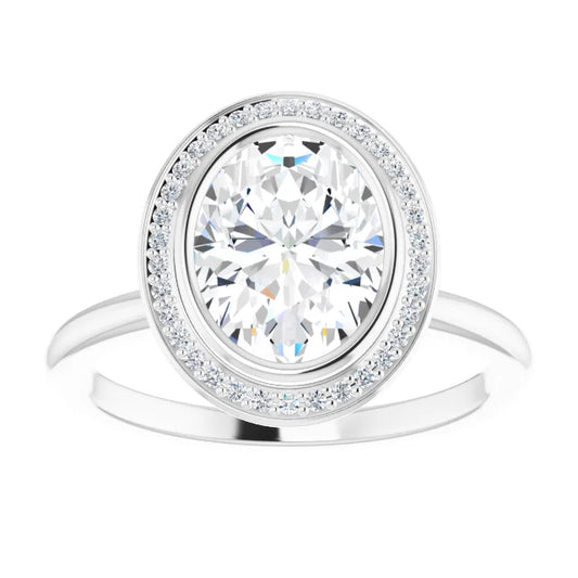 White Gold Oval Engagement Ring With Halo